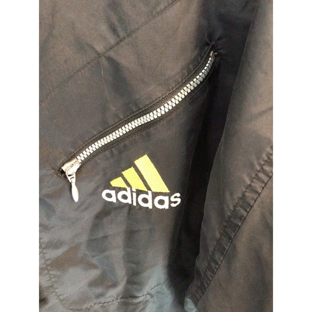 Vintage 90s Adidas Black Windbreaker‎ Jacket Hooded Men's Size XL